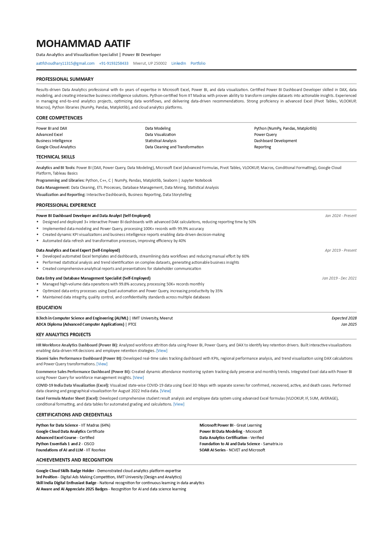 Mohammad Aatif Resume Preview